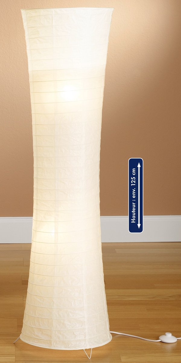 Trango Design LED Rijstpapier Vloerlamp 1229L *SWISS* Rijstpapier Lamp *HANDGEMAAKT* Vloerlamp met witte lampenkap incl. 2x E14 LED lampen, vorm: rond, hoogte: 125cm, woonkamer lamp, vloerlamp thumbnail 8