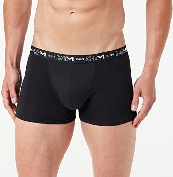 Boxershort DIM Coton Stretch Homme - Lot de 4 - Katoen - Homme - Bande élastique - Uni - Zwart - Taille XXL