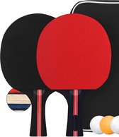 Tafeltennisbatje set met 2 rackets en 3 ballen in zak, tafeltennisset batjes ballen ping pong set (kleur willekeurig)