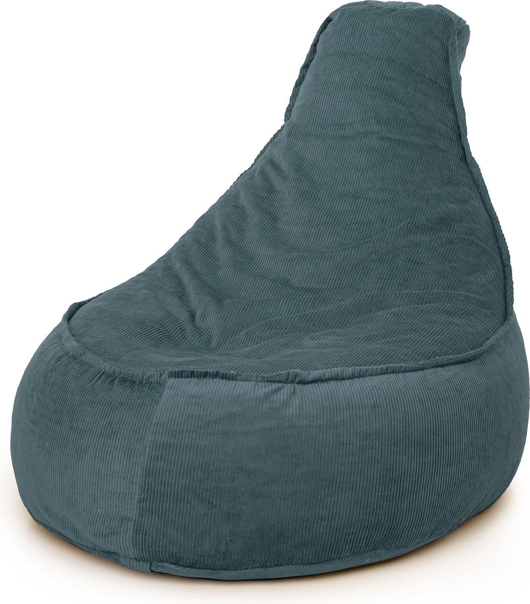 Drop & Sit - zitzak/stoel - trendy rib (corduroy) - petrol - Noa JR - 100 Liter