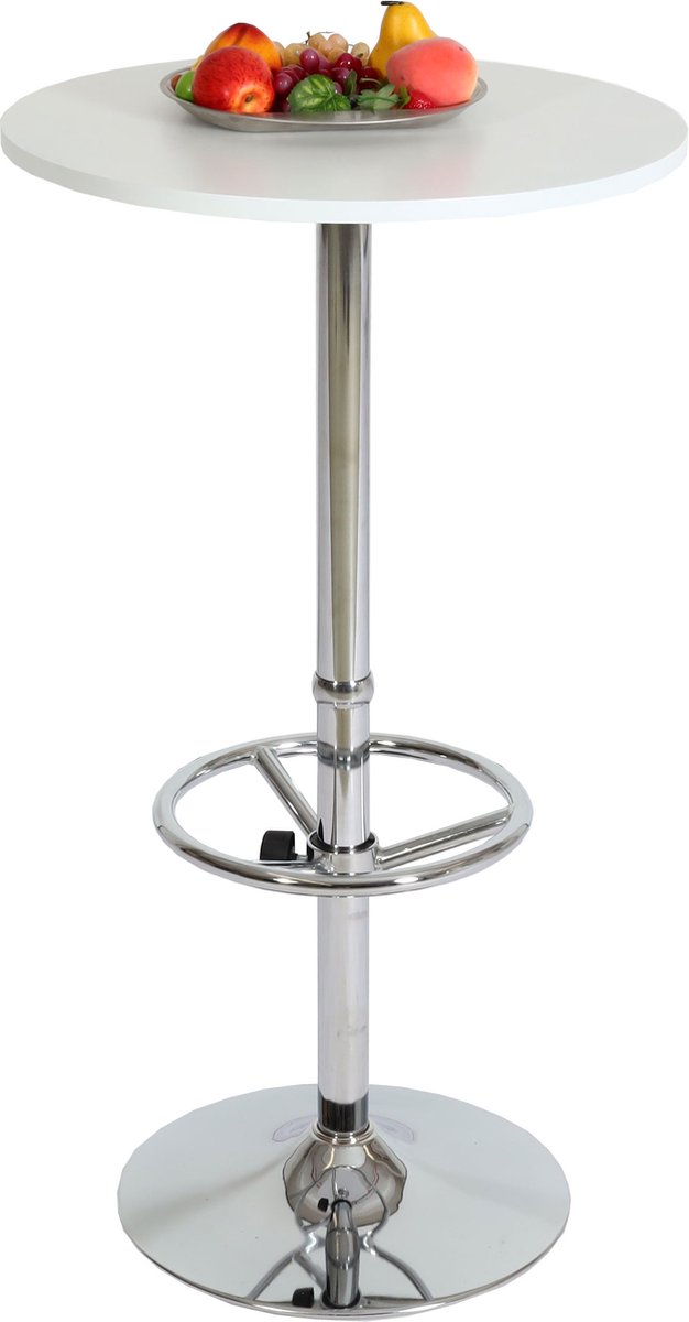 Cosmo Casa Bar Tafel - Bistro Tafel - Receptietafel - Bari met Voetensteun - Ø60cm - Wit