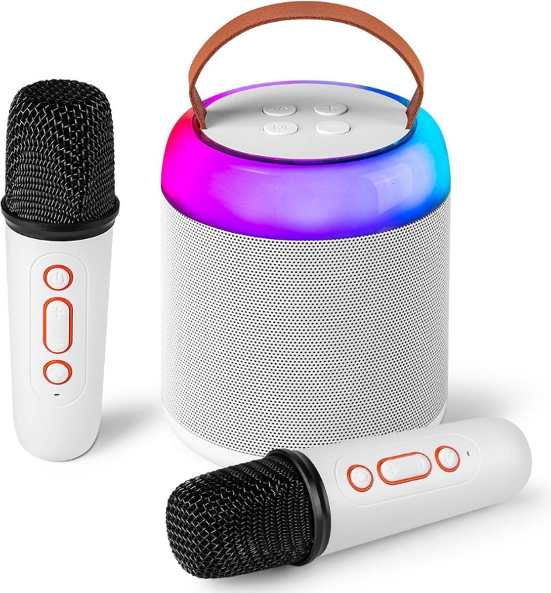 MKSS® Karaoke set voor Volwassenen en Kinderen met 2 Microfoons - Karaokesets Draadloos met Bluetooth Speaker - Zang - Wit
