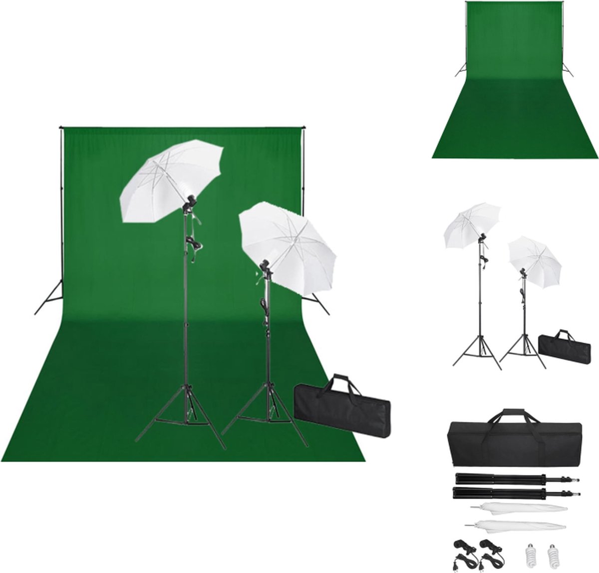 vidaXL Studio Achtergrondset - 600 x 300 cm - Groen - Fotostudio Set