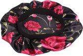 Zwart roze bloemen Satijnen Slaapmuts AfricanFabs® / Hair Bonnet / Haar bonnet van Satijn / Satin bonnet / Afro nachtmuts