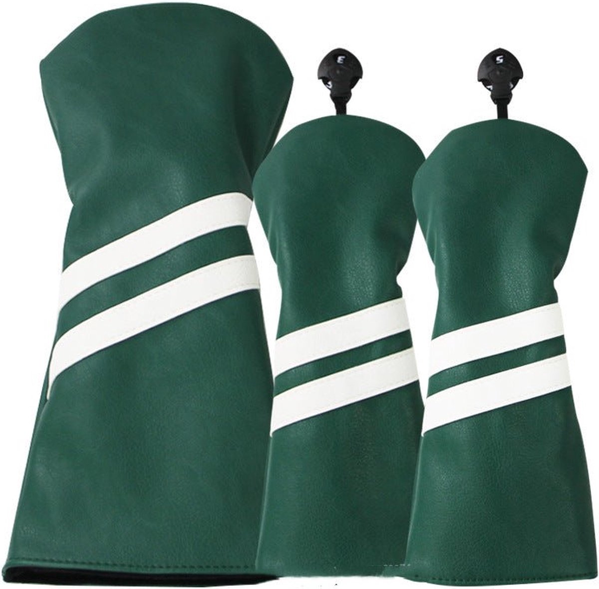 Golf Club Headcover Double-Stripe- Golfclub Covers - Groen- Headcovers-Golf Spullen- Driver, Hybride, Fairway wood