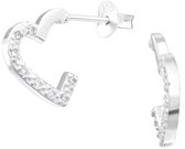 Joy|S - Zilveren hartje oorbellen - oorringen in hartvorm - zirkonia - 14 mm - massief