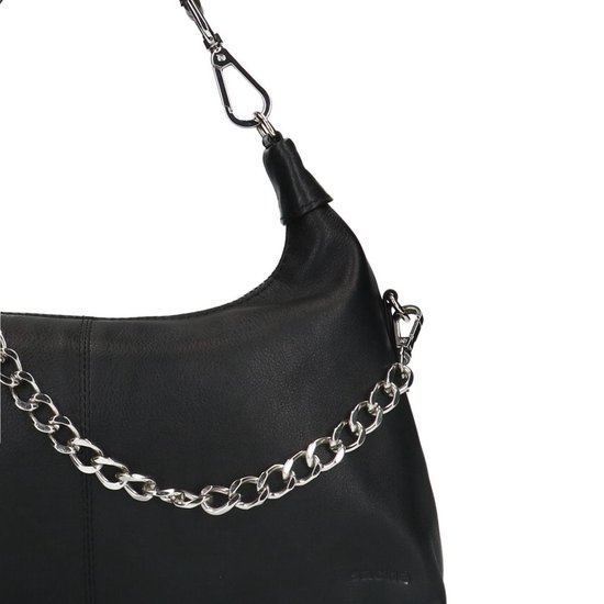 Sacha - Zwarte leren handtas met zilverkleurige chain | bol