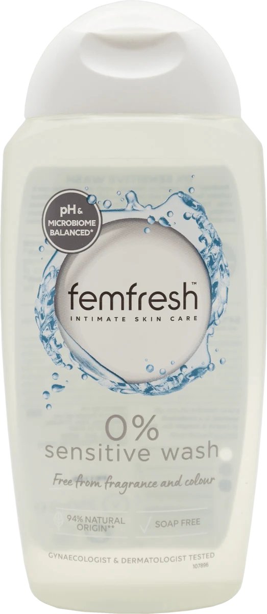 Femfresh 0% sensitive wash 250ML intimate wash especially formulated for sensitive skin.