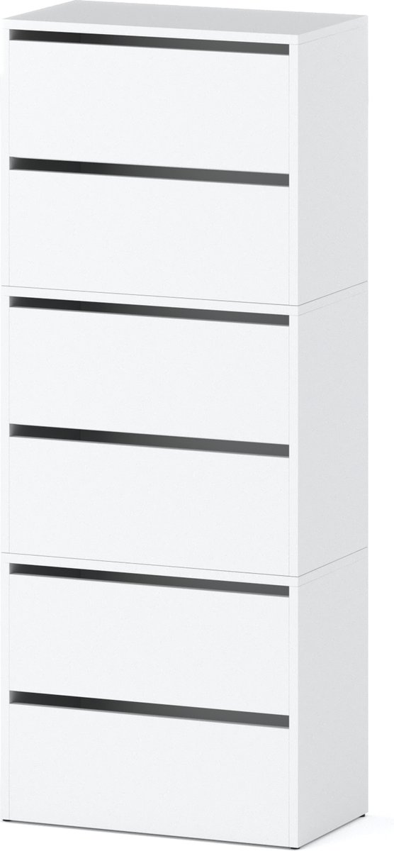 Meubel Square Schoenenkast STEP - Set van 3 - Mat Wit - Modulaire schoenenkast zonder handgrepen