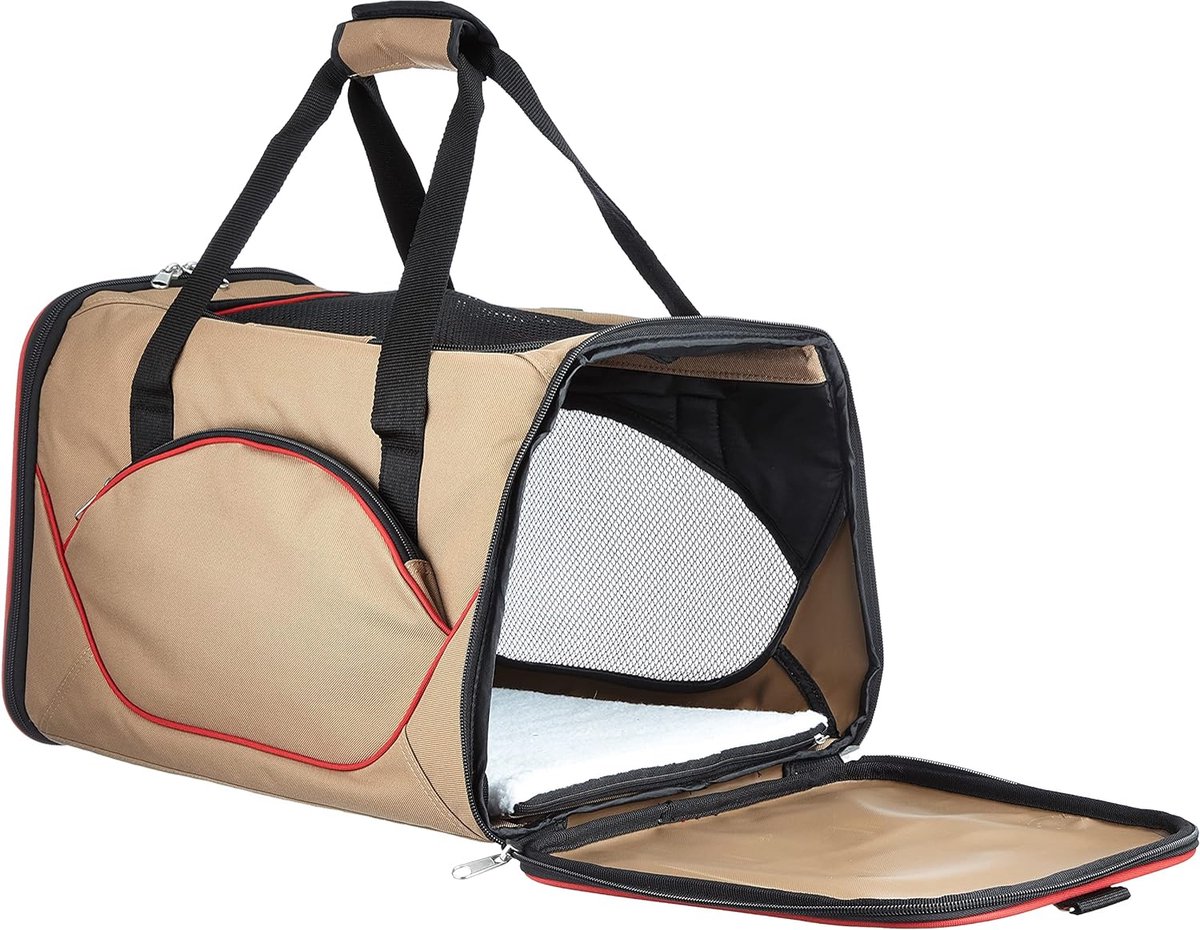 Madison Draag- en transporttas voor kleine honden en katten tot 7 kg, met katoen, kaki, 40 x 20 x 30 cm, kleur kaki, eenheidsmaat