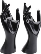 2 stuks handvormige ringhouder handketting standaard sieraden organizer vrouwelijke mannequin hand halsketting armband display rek voor thuis winkel decoratie zwart