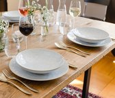 Serie Tiles Modern Vintage serviesset voor 2 personen in Moorlands design, 8-delig tafelservies met borden en schalen van hoogwaardig keramiek, aardewerk, wit