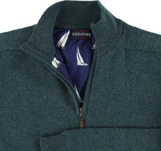 Osborne Knitwear Windstopper trui met halve rits heren - Sweater heren in Lamswol - Pullover Heren - Hunter - Voering met bootprint - XL