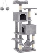 MIRA Home - Krabpaal - Kattenbak - Krabpaal voor katten - Grijs - Hout - 49x40x155 cm
