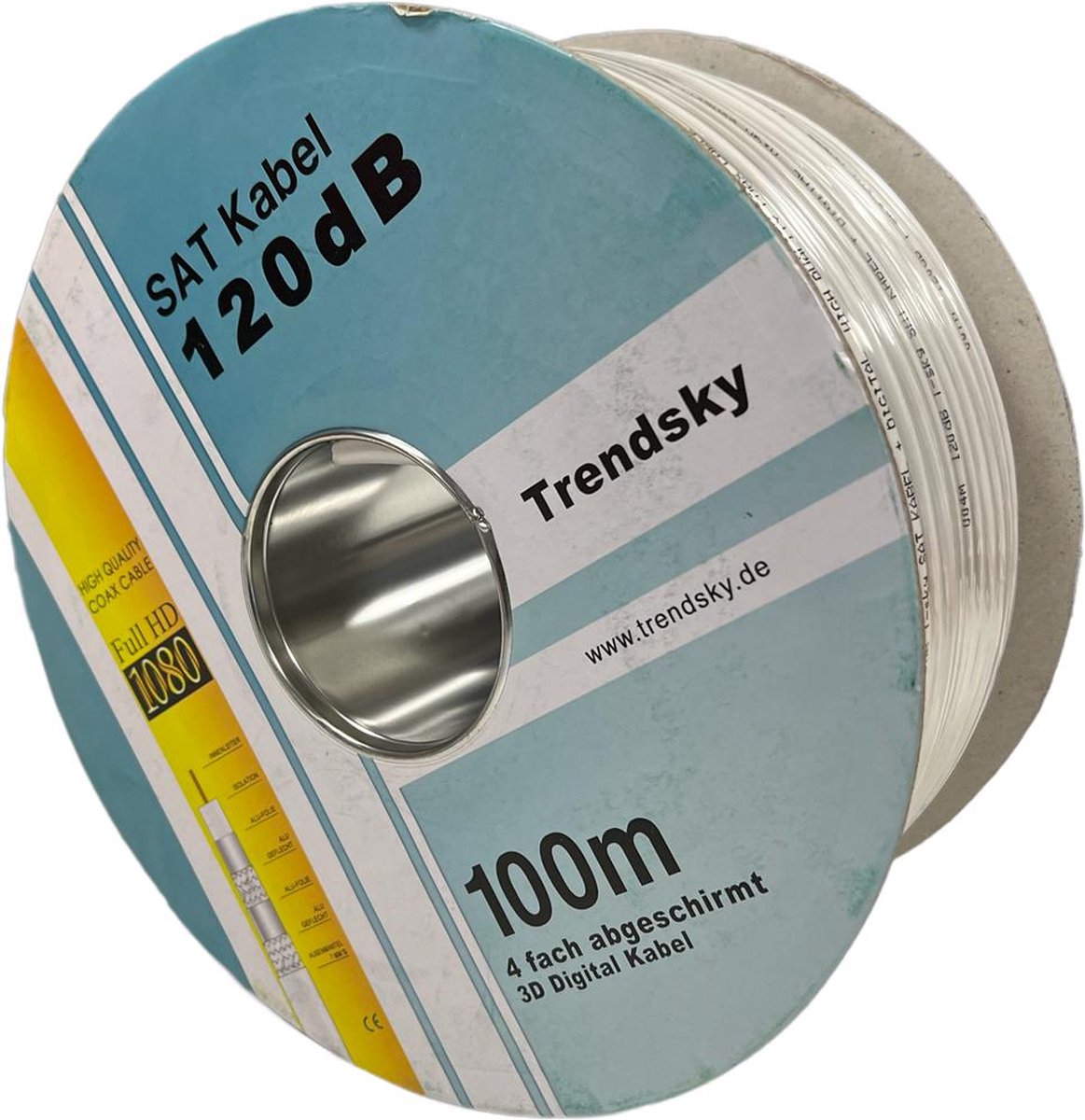 Trendsky 100 meter coax kabel 120DB 4 voudige afscherming