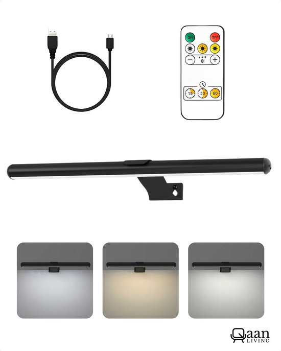 Oplaadbare Schilderijverlichting Extra Breed- Draadloze Wandlamp - Draadloze Schilderijverlichting Oplaadbaar - Touch en remote - Dimbaar LED 3000K/4000K/6500K - Oplaadbare Schilderijlamp Snoerloos - Sterke Accu Schilderijlamp - Zwart