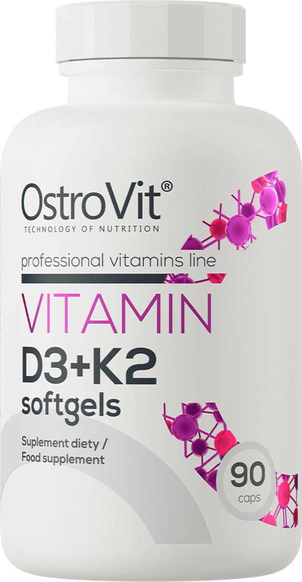 Goedkoopste Vitaminen - Vitamin D3 K2 MK-7 - 90 Softgels - OstroVit - Vitaminen D3 en K2 - Supplementen