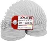 TronicXL drogeraccessoires, PVC-afvoerslang 100 mm en 3 m voor droger, airconditioning, etc.. I-slang voor luchtafvoer.