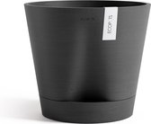 Ecopots Venice 2 30 - Dark Grey - Ø30 x H27,5 cm - Ronde donkergrijze bloempot / plantenpot met waterreservoir