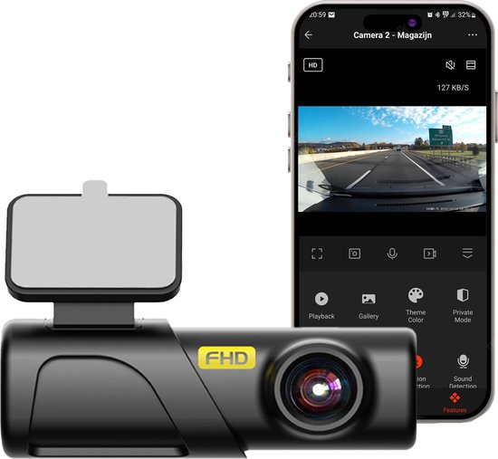 VCTparts Dashcam HD 1080P Wifi Auto Video Recorder Zwart