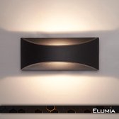 Elumia® Saronno LED Wandlamp voor Binnen en Buiten - Warm Wit (2700K) - 22 x 9 x 8 cm – Aluminium Coating Zwart - Industrieel - Scandinavisch Design - Eenvoudig te Monteren