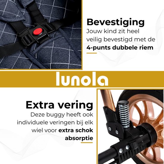 Lunola Nova - Kinderwagen 3-in-1 - incl. autostoel - 0-20kg - XXL - Multifunctionele Buggy 3in1 - Grijs — afbeelding 3