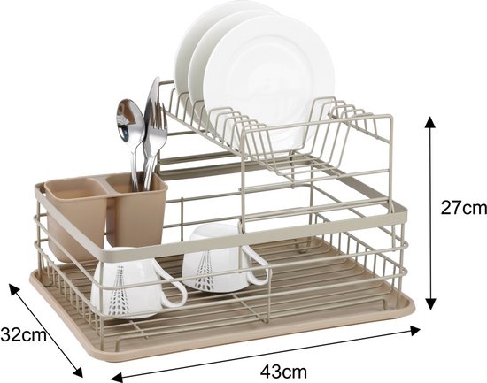 Kinghoff 1839 - Égouttoir à vaisselle - égouttoir - Acier / plastique / bois - Beige