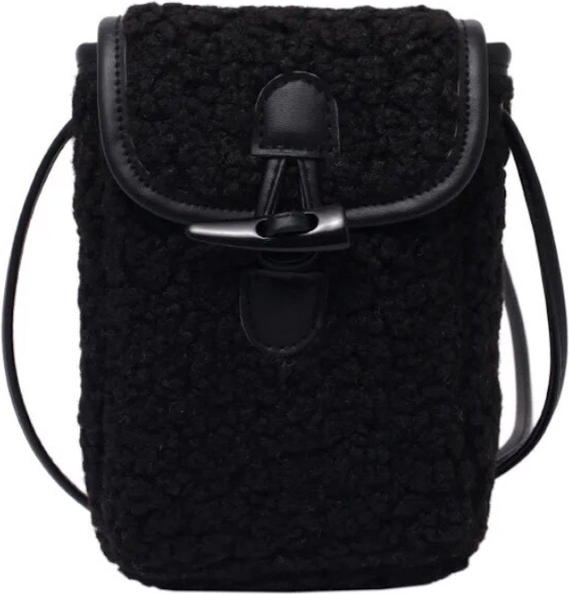 Telefoon Tasje - Teddy Zwart | Polyester | 20 x 16 x 5 cm | Fashion Favorite