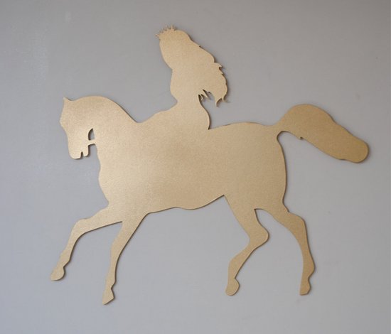 Prinses op paard wanddecoratie - prinsesje - kinderkamer - cadeau - 47 x 40 cm