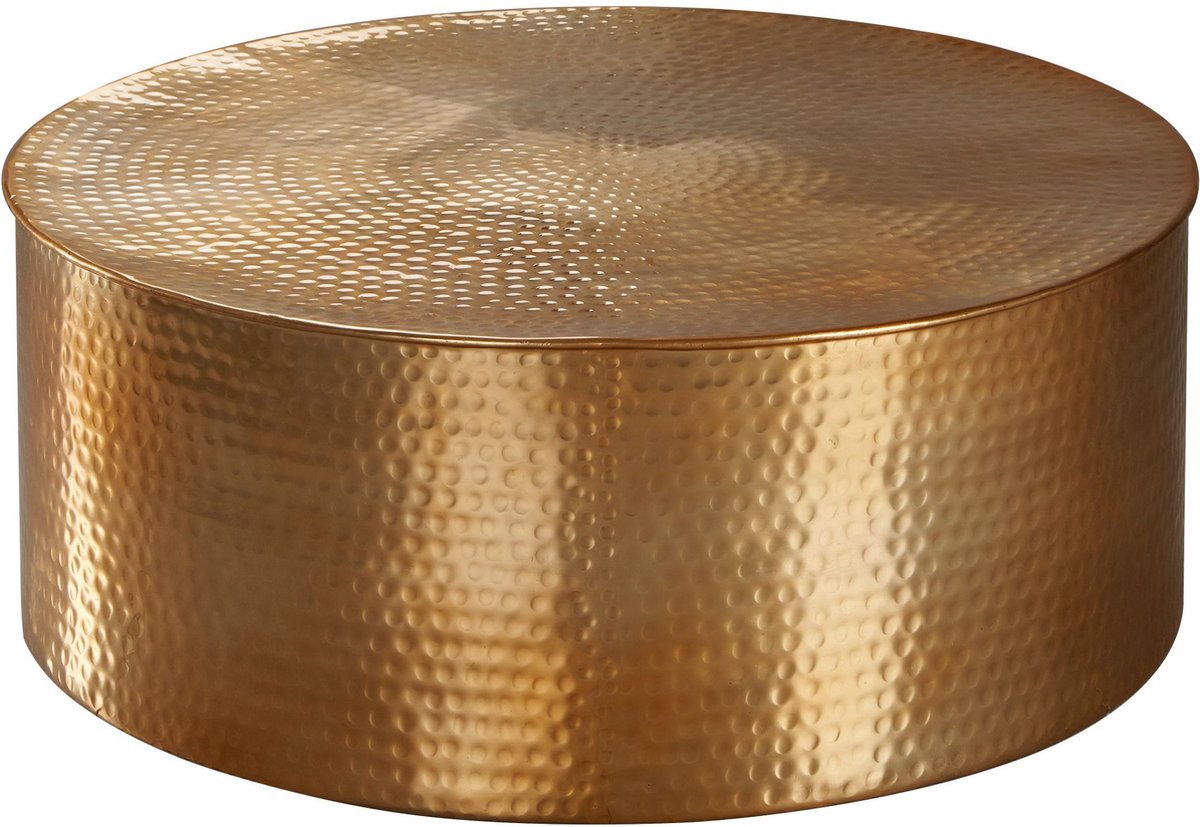 Sky Style bijzettafel RAHI 75x31x75 cm aluminium bijzettafel gold oriental round | Plat gehamerd koffietafeltje metaal Design Salontafel Modern | Salontafel Indian Stubentisch Klein Goud