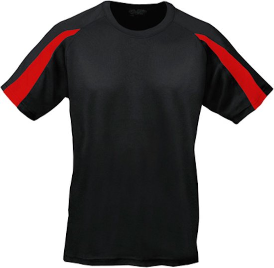 Just Cool Vegan Unisex T-shirt 'Contrast' met korte mouwen Black/Red - S