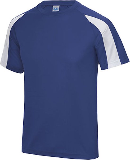 Just Cool Vegan Unisex T-shirt 'Contrast' met korte mouwen Royal Blue/White - XXL