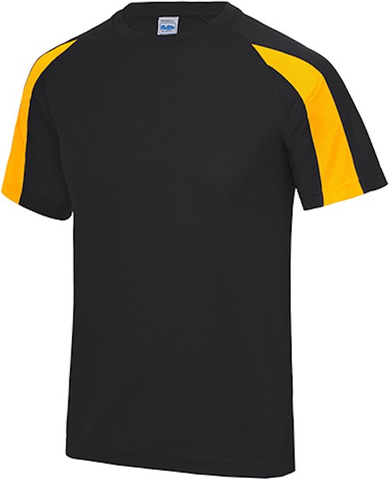 Just Cool Vegan Unisex T-shirt 'Contrast' met korte mouwen Black/Gold - M