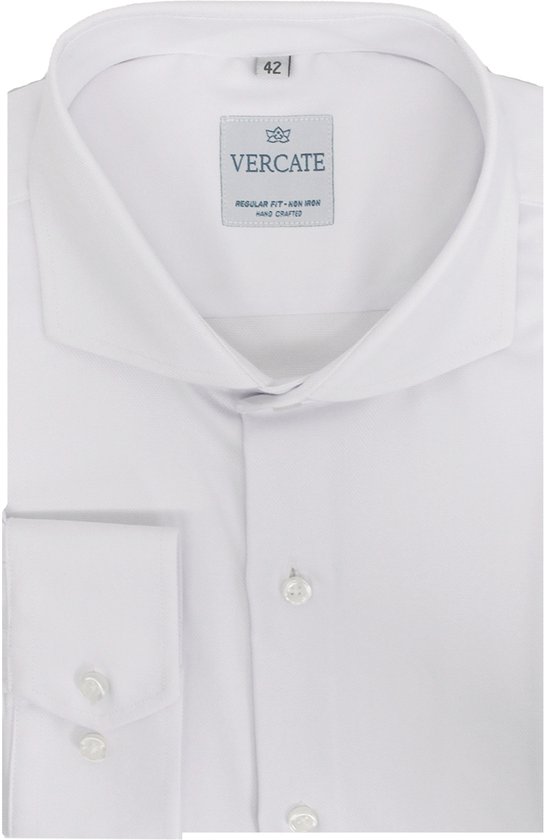 Vercate - Strijkvrij Kreukvrij Overhemd - Wit - Regular Fit - Bamboe Katoen - Lange Mouw - Heren - Maat 44/XL