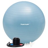 Tunturi Anti Burst Fitness bal met Pomp - Yoga bal 75 cm - Pilates bal - Zwangerschapsbal – 220 kg gebruikersgewicht - Incl Trainingsapp – Lichtblauw