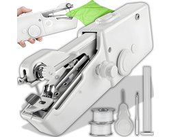 Naaimachine elektrische mini met 3 draadspoelen, draagbare handnaaimachine met eenvoudig te bedienen, mini-naaimachine, handheld naaiset, reisnaaiset, thuis naaiset, handnaaimachine, wit