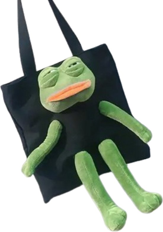 Kikker Tas Deluxe - Met ritssluiting - Extra binnenvak met rits - Frog - Grappige zak - Draagtas - Dieren - Dierenhumor - Grappen