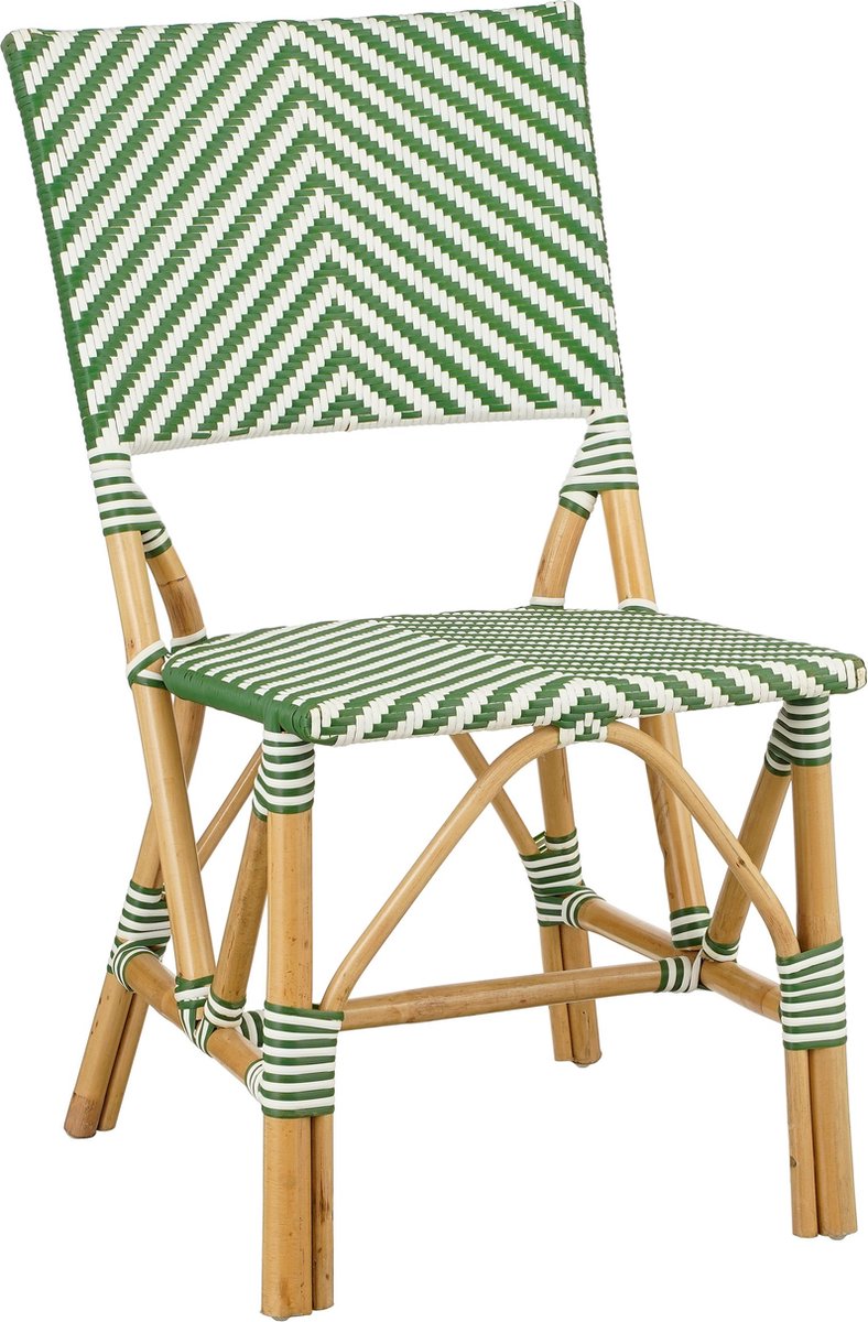 Mica Decorations Mandox Bistrostoel - L45,5 x B57 x H89 cm - Rotan - Donkergroen, Wit