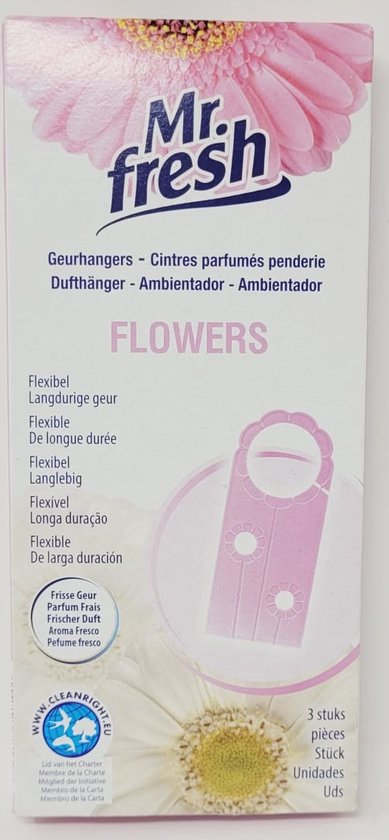 Mr. Fresh - Geurhangers - 3 stuks - Bloemen geur - Flowers - Flexibel - Langdurige geur - kleding verfrisser