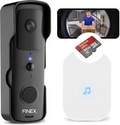 Finex™ Draadloze Video Deurbel - Inclusief Binnenbel, SD Kaart (32GB) & Batterijen - WiFi - Dag en Nachtmodus - Bestuurbaar via Telefoon - Zonder abonnement - Deurbel met Camera