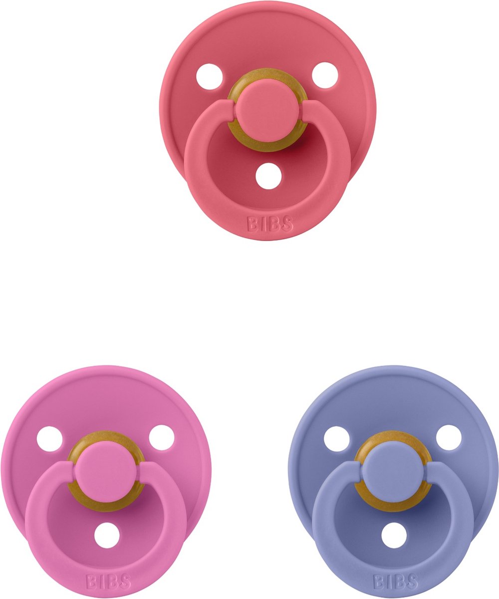Goedkoopste Bibs fopspeen 0-6 maanden set 3 stuks Bubblegum,Peri en Coral maat 1