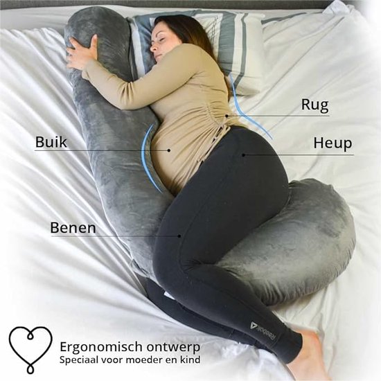 CALIYO Zwangerschapskussen, U-kussen, groot steunkussen, kussen voor vrouwen en zijslapers, zwangerschapskussen, afneembaar en wasbaar