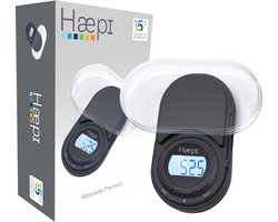 Haepi - Balance de cuisine électronique haute précision 200g/0,05g et 200g-500g/0,1g, écran rétroéclairé, format ultra compact, fonction tare, fonction liquide, plateforme pour pesée immédiate, piles incluses, garantie 15 ans