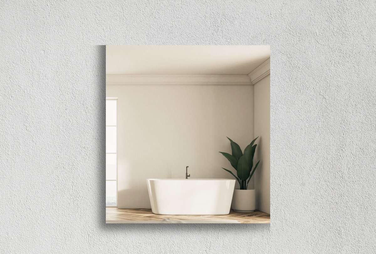 Vierkante Spiegel - Toiletspiegel - Brons - 50 X 50 cm - Dikte: 4 mm - In Nederland Geproduceerd - Incl. Spiegellijm - Top Kwaliteit Wandspiegel Zonder Lijst