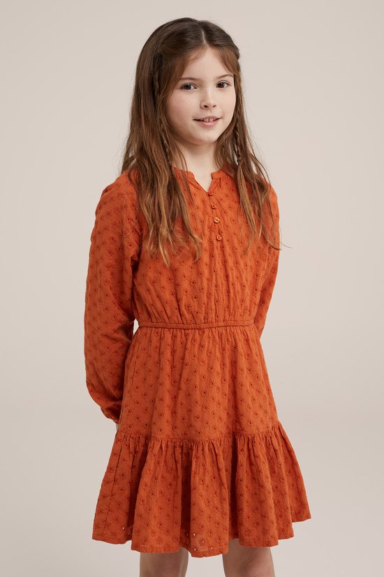 WE Fashion Meisjes jurk met broderie anglaise