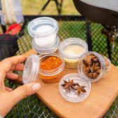 5 stuks Camping Spice Jars Sets - Zout en Peper Shakers met Witte Draagbare Reizen Opbergtas, Splicable Kruiden Organizer Containers Dispenser voor Outdoor BBQ Picknick