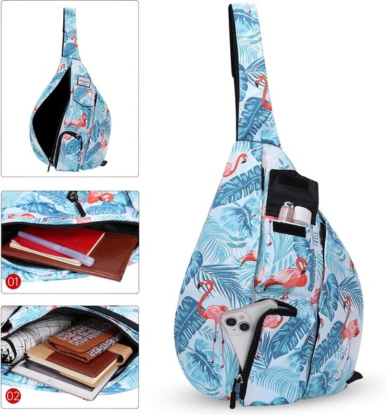 Schoudertas met veel zakken voor backpacken Travel zwart Schoudertas met veel zakken voor backpacken Travel zwart