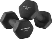 Neopreen dumbellset - Kleine dumbells - Dumbells - Gewichten - gewichten set - 8 kg - Gietijzer - Vinylcoating - Zwart - ‎20.5 x 9 x 9.5 cm