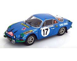 Het 1:18 Diecast-model van de Renault Alpine A110 1600S #17 van de Monte Carlo Rally van 1972. De rijders waren B. Darniche en A. Mahe. De fabrikant van het schaalmodel is Solido. Dit model is alleen online verkrijgbaar.