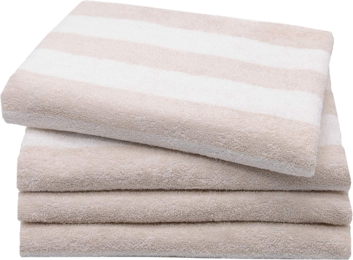 Set van 4 handdoeken, 50x100 cm, 100% katoen, 380g/m², beige